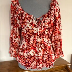 Free People Floral Ruffle Women's Top size Large